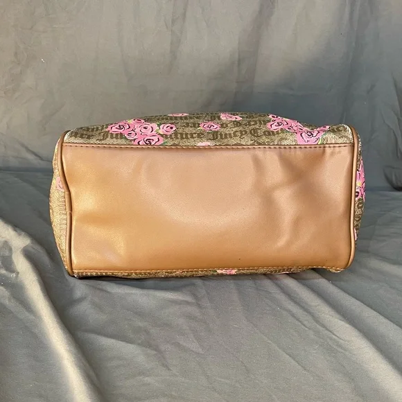 Vintage Y2K Juicy Couture Rose Print Petal Status If The Crown Fits Bowler Bag - Picture 7 of 10